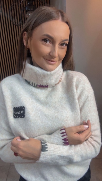 Golf damski VICBEE – Ecru