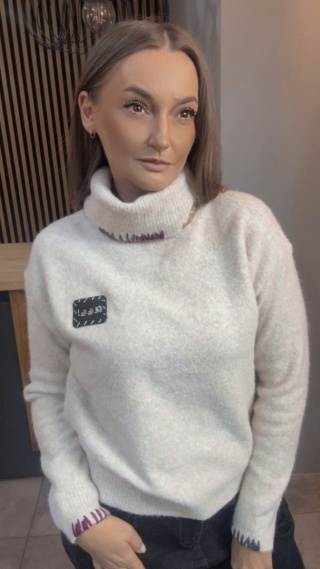 Golf damski VICBEE – Ecru