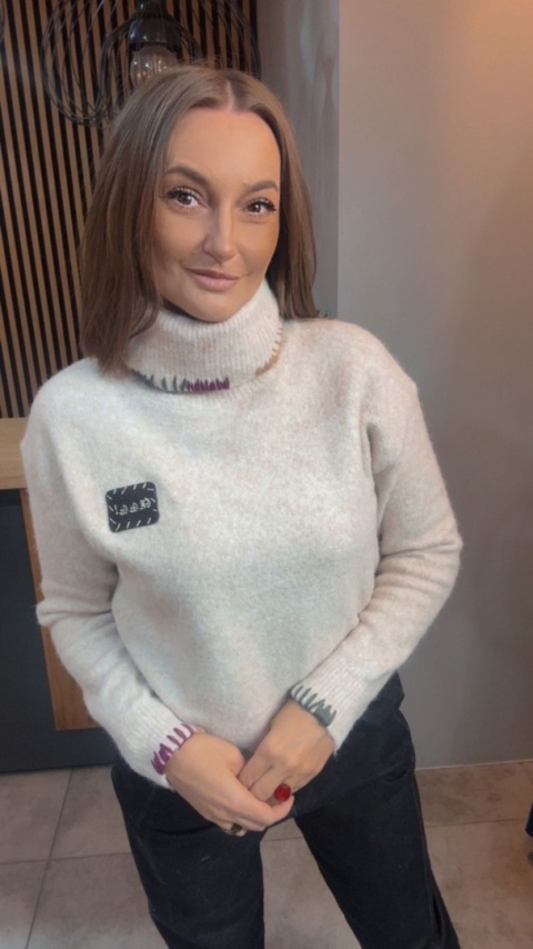 Golf damski VICBEE – Ecru