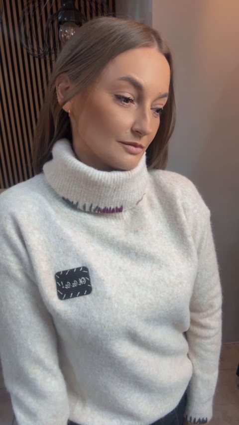 Golf damski VICBEE – Ecru