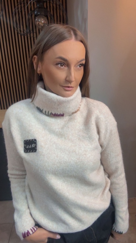 Golf damski VICBEE – Ecru