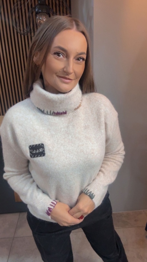 Golf damski VICBEE – Ecru