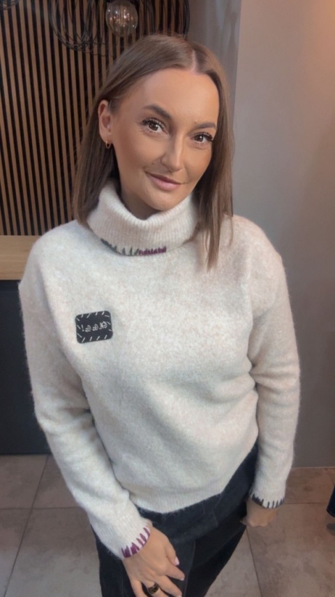 Golf damski VICBEE – Ecru