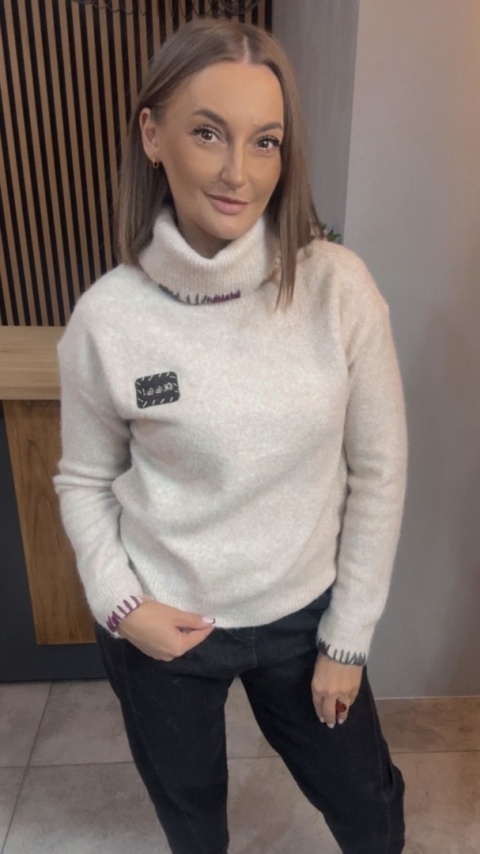 Golf damski VICBEE – Ecru