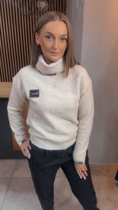 Golf damski VICBEE – Ecru