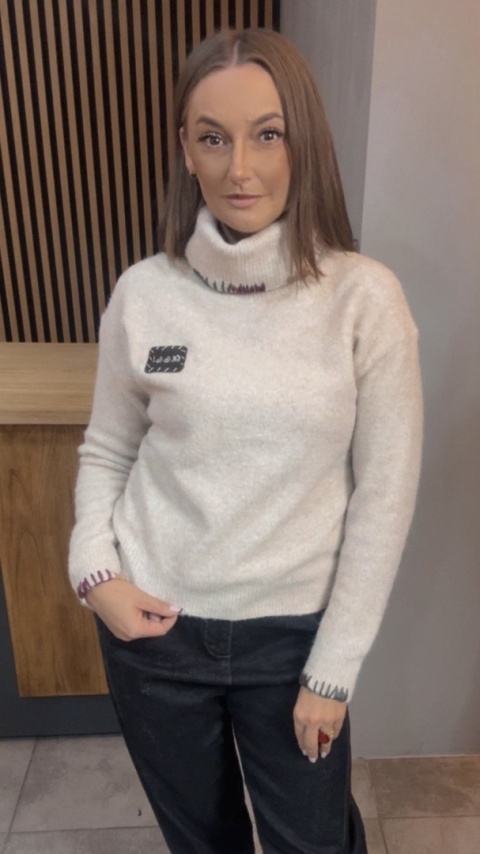 Golf damski VICBEE – Ecru