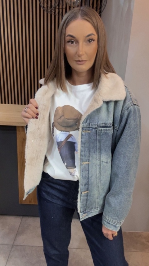 Jeansowa kurtka z kożuchem
