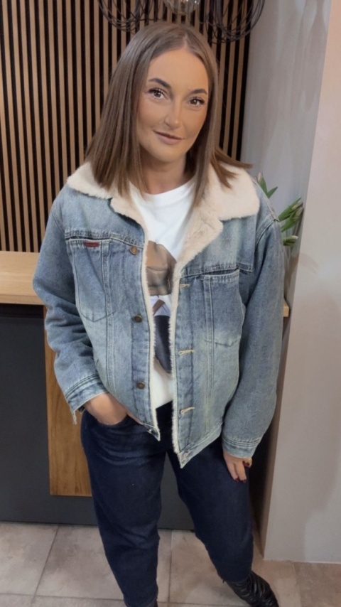 Jeansowa kurtka z kożuchem