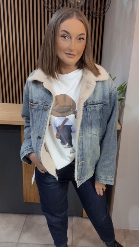 Jeansowa kurtka z kożuchem