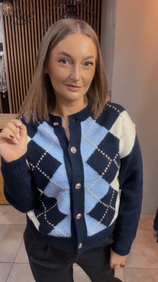 Kardigan damski LAVYSH – Granatowo–błękitny