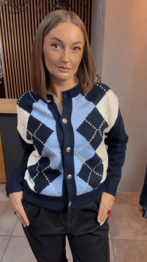 Kardigan damski LAVYSH – Granatowo–błękitny