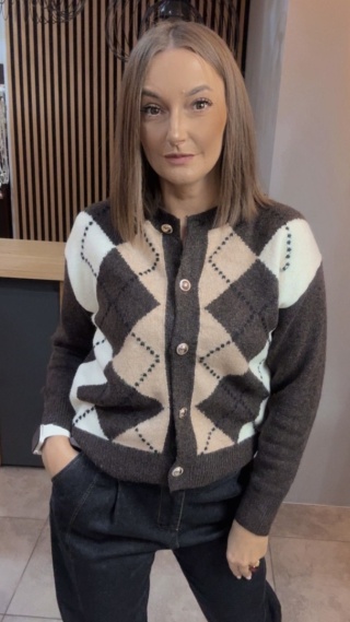 Kardigan damski LAVYSH – Brązowo–karmelowy