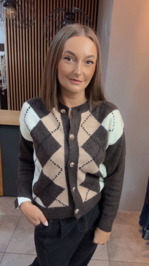 Kardigan damski LAVYSH - Brązowo-karmelowy