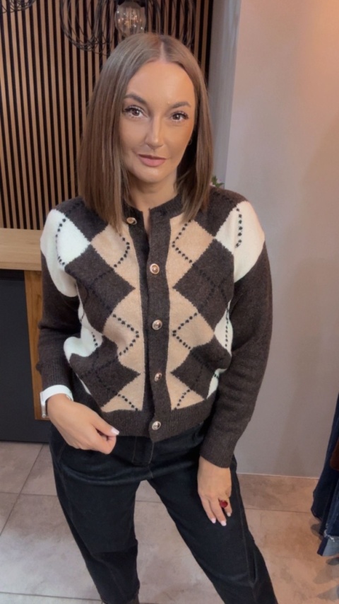 Kardigan damski LAVYSH - Brązowo-karmelowy