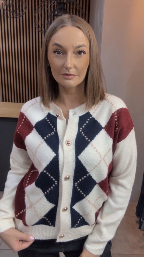 Kardigan damski LAVYSH – Granatowo–bordowy