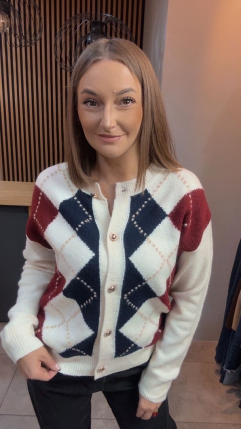 Kardigan damski LAVYSH – Granatowo–bordowy