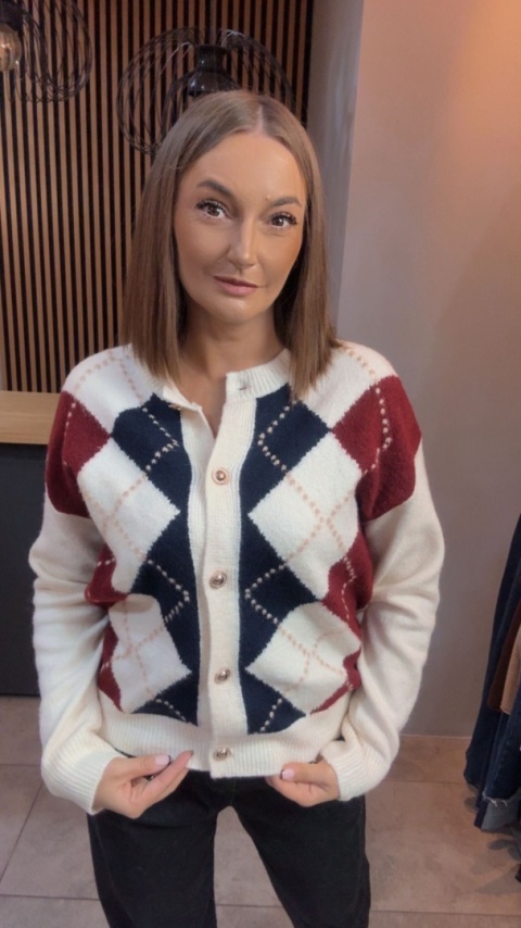 Kardigan damski LAVYSH – Granatowo–bordowy