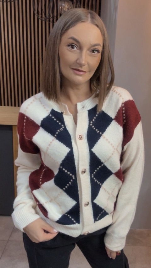 Kardigan damski LAVYSH – Granatowo–bordowy