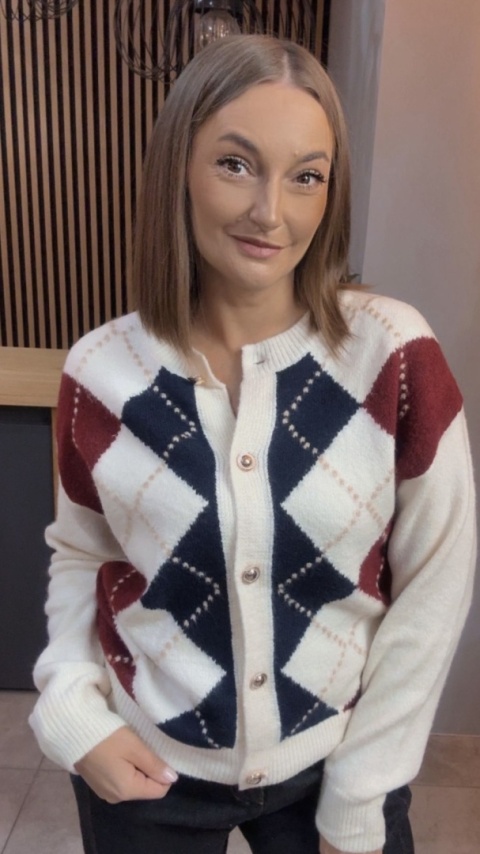 Kardigan damski LAVYSH – Granatowo–bordowy