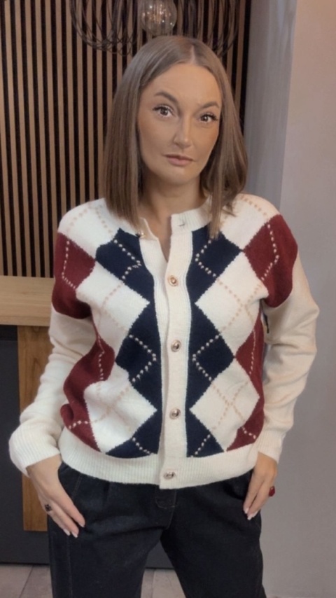 Kardigan damski LAVYSH – Granatowo–bordowy