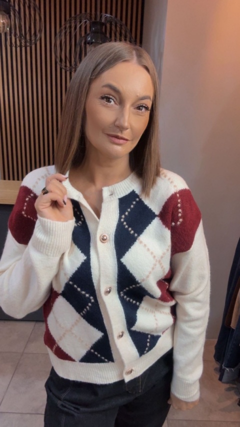 Kardigan damski LAVYSH – Granatowo–bordowy