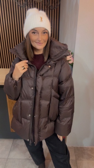 Kurtka naturalny puch Estelle - Czekolada