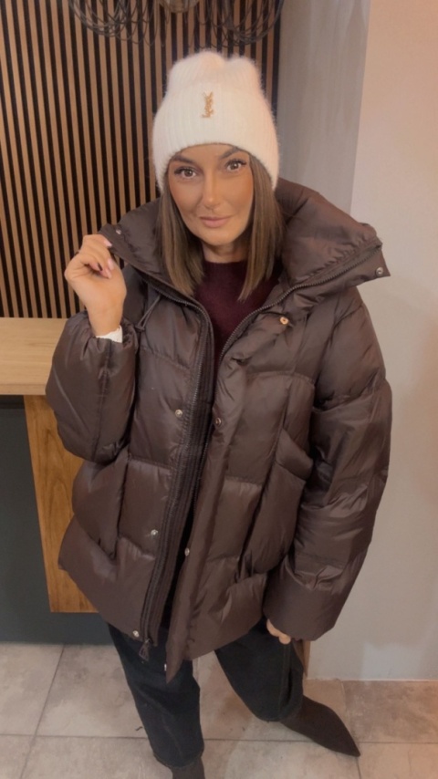 Kurtka naturalny puch Estelle - Czekolada