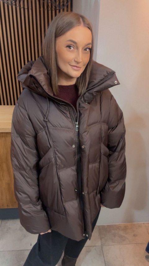 Kurtka naturalny puch Estelle - Czekolada