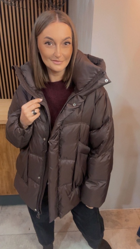 Kurtka naturalny puch Estelle - Czekolada