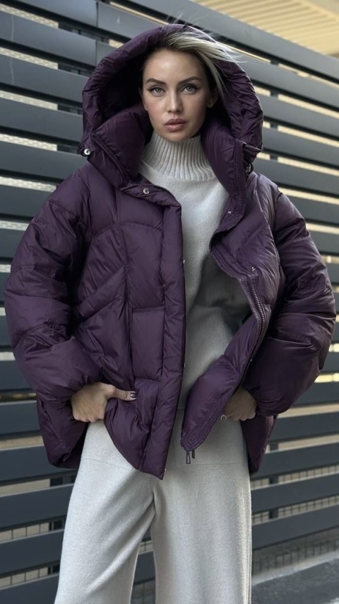 Kurtka naturalny puch Estelle - Śliwka