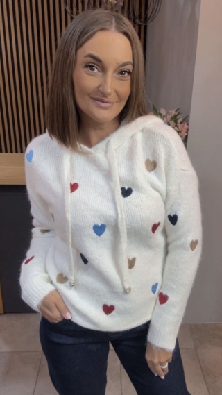 Sweter VICBEE z kapturem - Biały