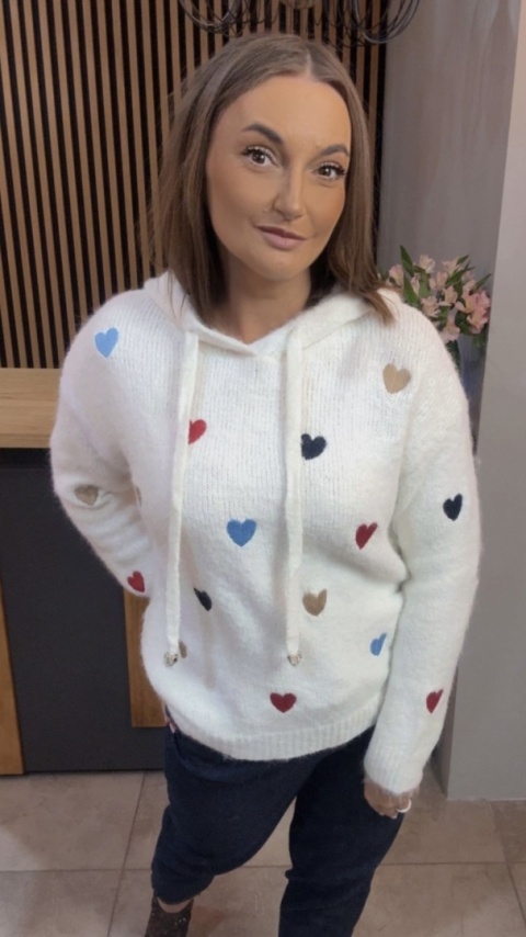 Sweter VICBEE z kapturem - Biały