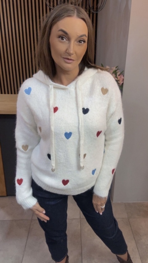 Sweter VICBEE z kapturem - Biały