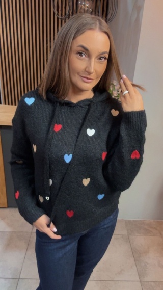 Sweter VICBEE z kapturem - Czarny