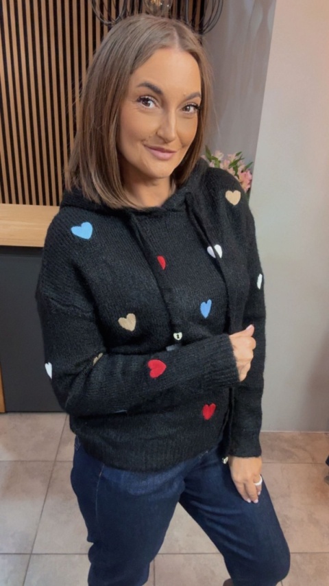 Sweter VICBEE z kapturem - Czarny