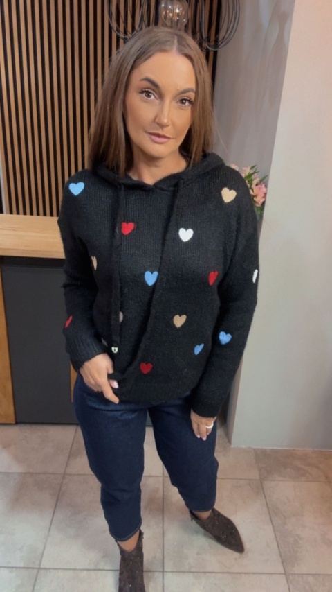 Sweter VICBEE z kapturem - Czarny