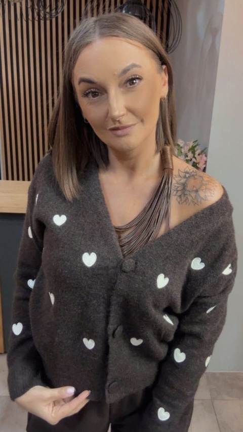 Sweter kardigan VICBEE z serduszkami