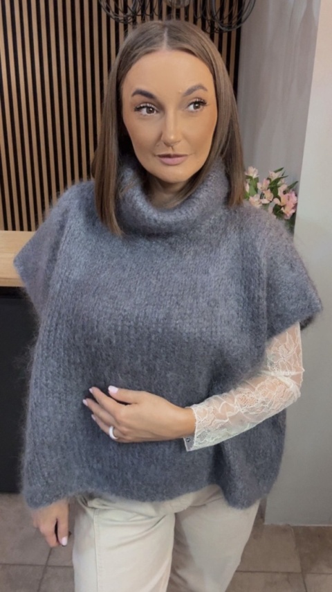 Sweter moherowy Miss Lucky - Szary