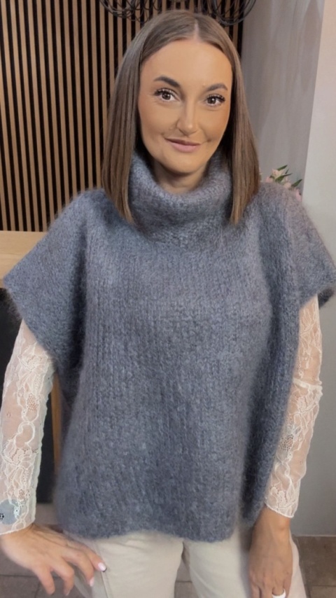 Sweter moherowy Miss Lucky - Szary