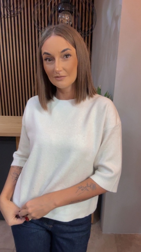 Sweter z rękawem 3/4 Melody - Śmietanka