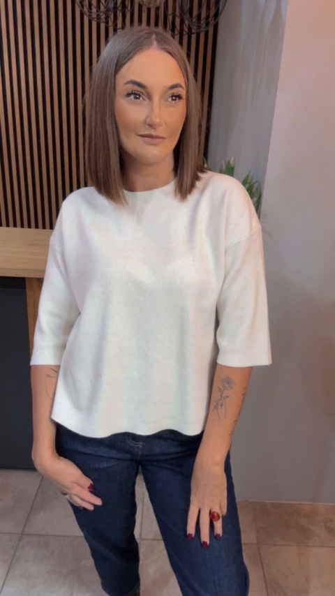 Sweter z rękawem 3/4 Melody - Śmietanka