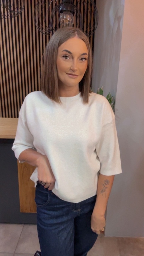 Sweter z rękawem 3/4 Melody - Śmietanka