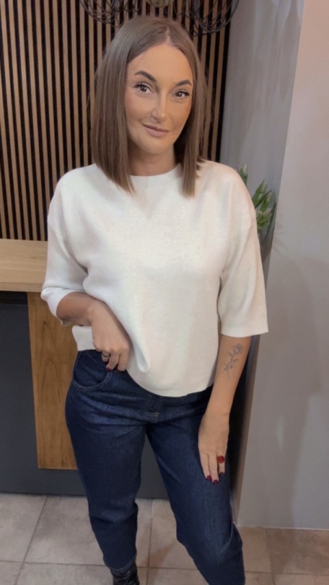 Sweter z rękawem 3/4 Melody - Śmietanka