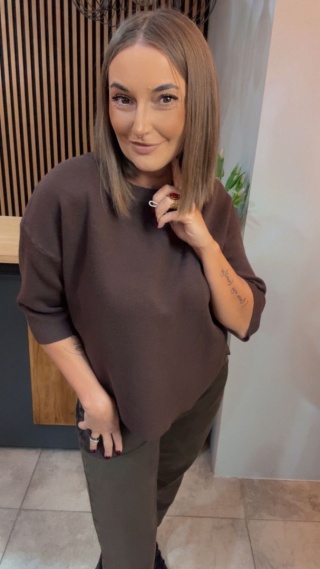 Sweter z rękawem 3/4 Melody - Czekolada