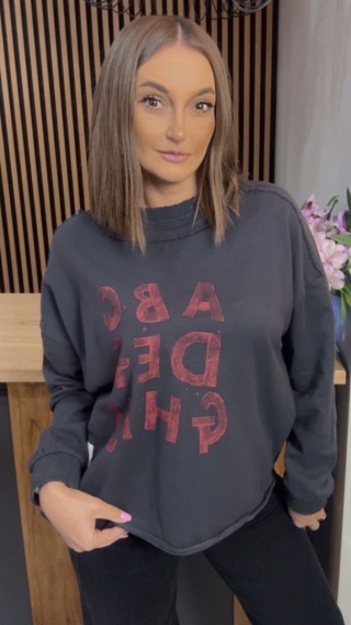 Bluza Oversize „Art Letters” - Grafit