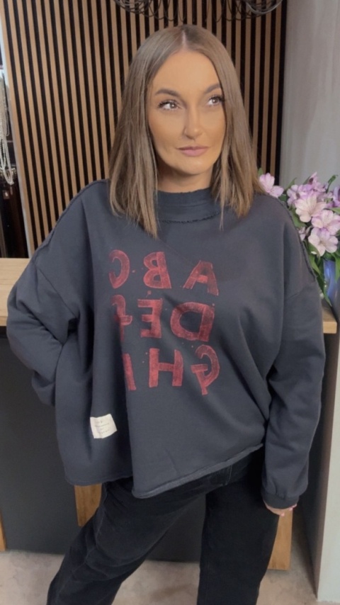 Bluza Oversize „Art Letters” - Grafit