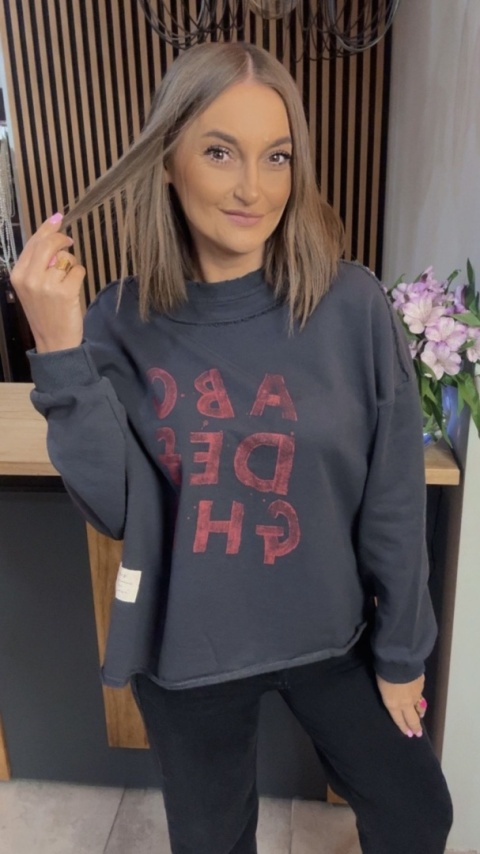 Bluza Oversize „Art Letters” - Grafit