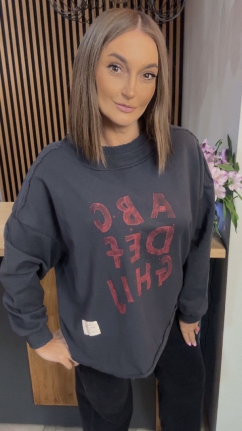 Bluza Oversize „Art Letters” - Grafit