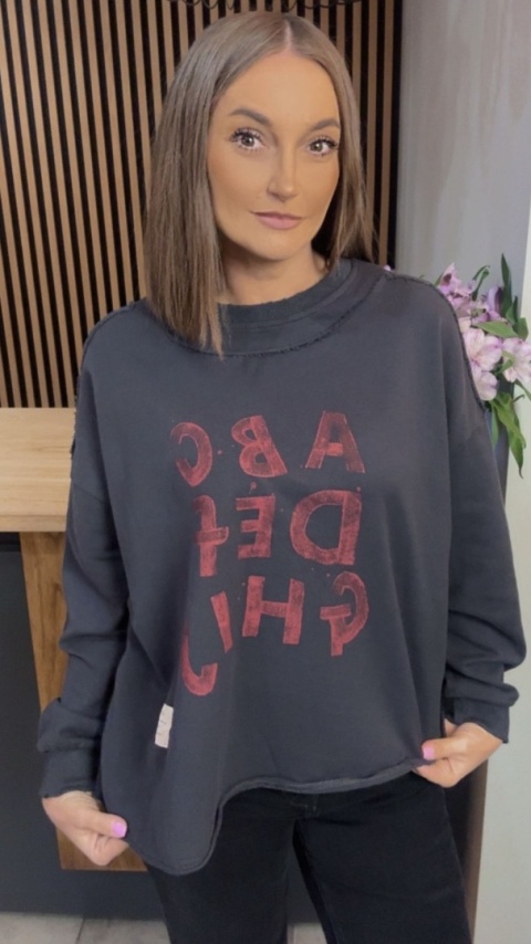 Bluza Oversize „Art Letters” - Grafit