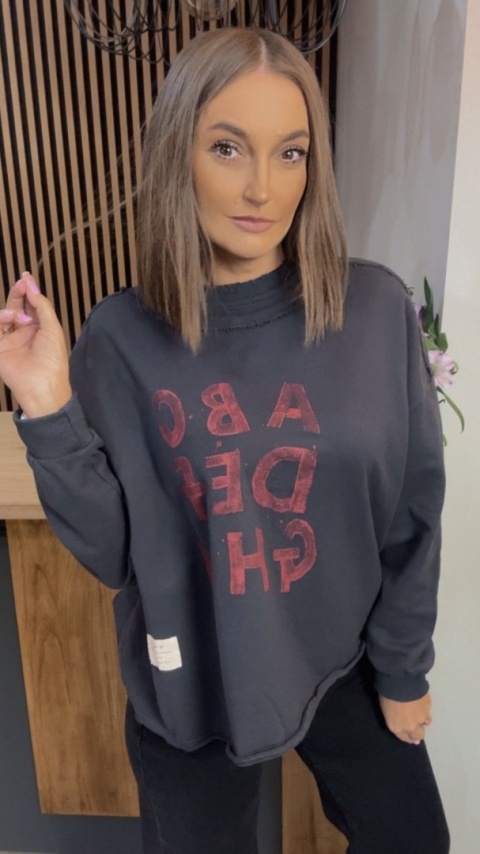 Bluza Oversize „Art Letters” - Grafit